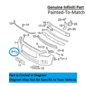 Painted 2014-2017 Infiniti Q50 Front Tow Hook Cover | Genuine OEM