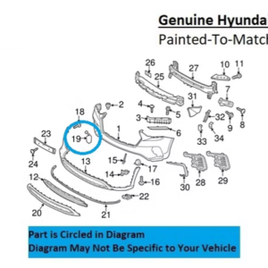 Painted 2017-2019 Hyundai Santa Fe Front Tow Hook Cover | Genuine OEM