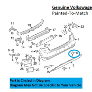 Painted 2015-2017 Volkswagen Golf Rear Tow Hook Cover | Genuine OEM