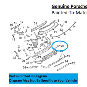 Painted 2015-2018 Porsche Cayenne Rear Tow Hook Cover | Genuine OEM
