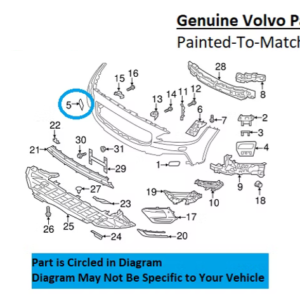 Painted 2017-2025 Volvo S90 Front Tow Hook Cover | Genuine OEM