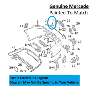 Painted 2018-2020 Mercedes E400 E450 Rear Tow Hook Cover | Genuine OEM