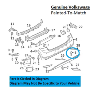 Painted 2018-2021 Volkswagen Golf Rear Tow Hook Cover | Genuine OEM